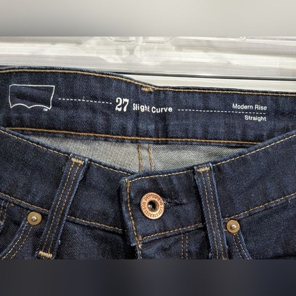 Levi's Slight Curve Modern Rise Straight Dark Wash Jeans, Size 27 - Picture 6 of 8